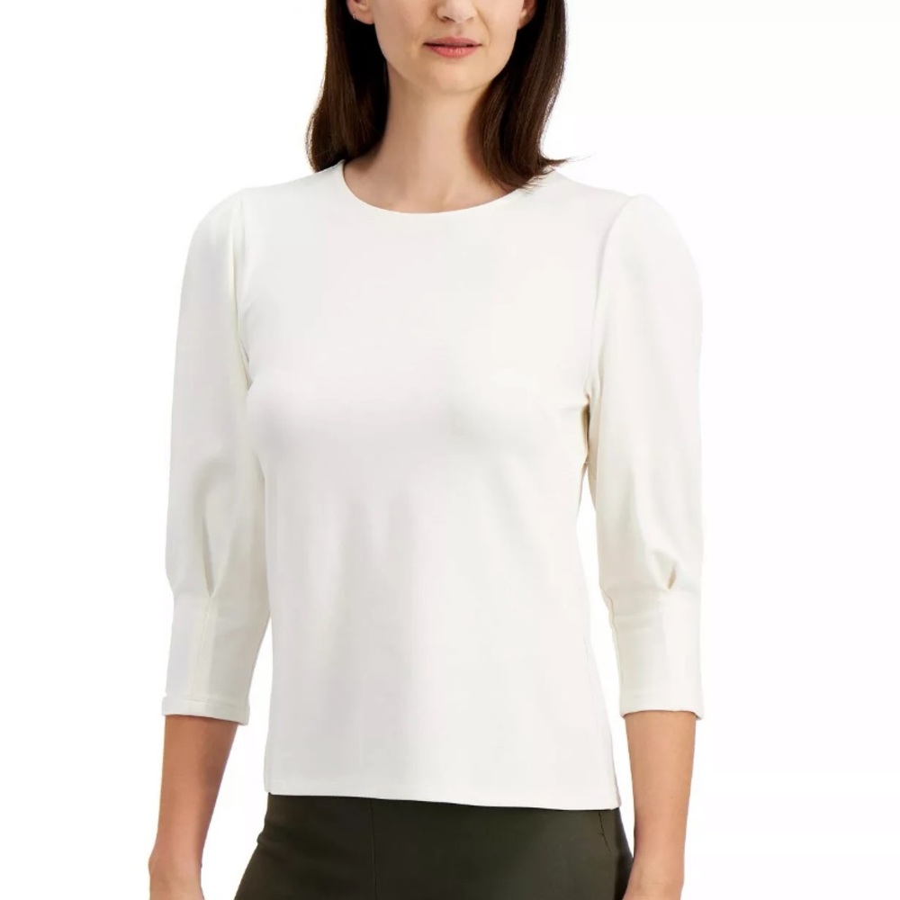 Charter Club Petite Puffed-Sleeve Ponté-Knit Top 0-2p